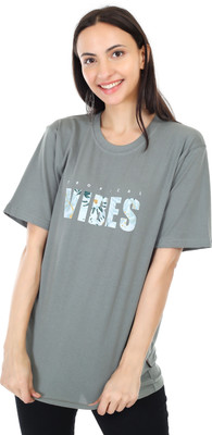 ROYAL LIYO Printed Women Round Neck Grey T-Shirt