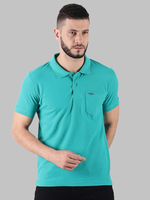 Force NXT Solid Men Polo Neck Green T-Shirt