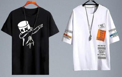 stylesmyth Printed Men Round Neck Multicolor T-Shirt