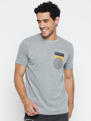Mast & Harbour Graphic Print Men Round Neck Grey T-Shirt