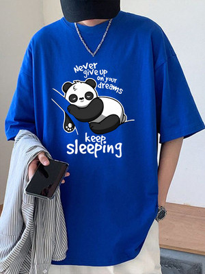 Cool Plus Printed Men Round Neck Blue T-Shirt