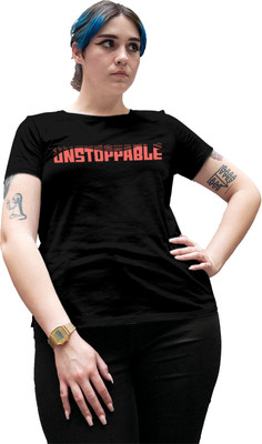 Fighterhero Printed Women Round Neck Black T-Shirt