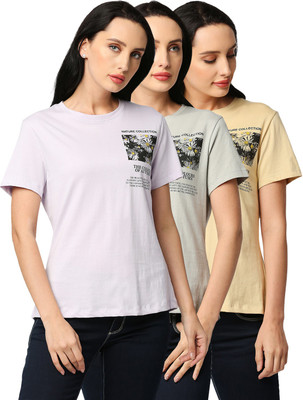 KILLER Graphic Print Women Round Neck Multicolor T-Shirt
