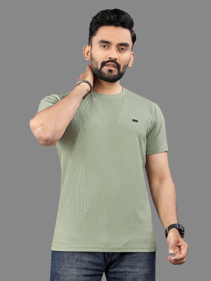 HIKNOCK Self Design Men Round Neck Light Green T-Shirt