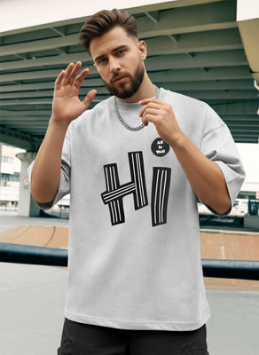 BLIVE Printed Men Round Neck Grey T-Shirt