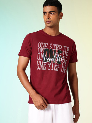 HRX by Hrithik Roshan Typography Men Round Neck Maroon T-Shirt