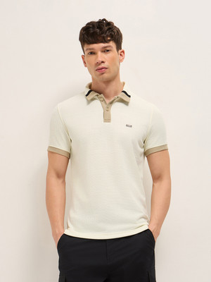 THE BEAR HOUSE Solid Men Polo Neck White T-Shirt