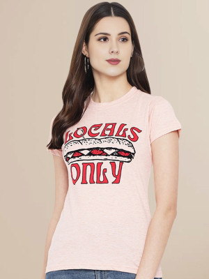 SZN Solid Women Round Neck Pink T-Shirt