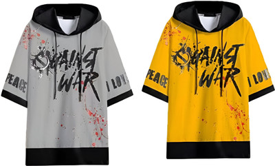 cnw Printed Men Hooded Neck Multicolor T-Shirt
