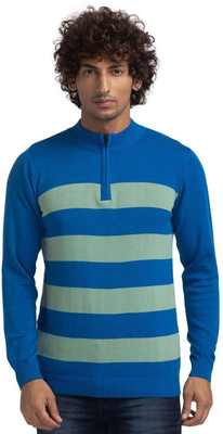 Globus Striped Men High Neck Blue T-Shirt
