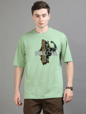 GSPO Typography Men Round Neck Light Green T-Shirt