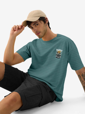 Triptee Graphic Print Men Round Neck Light Blue T-Shirt