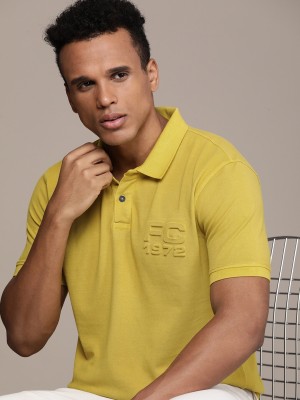 French Connection Solid Men Polo Neck Green T-Shirt