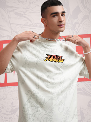 HIGHLANDER Printed Men Round Neck White T-Shirt