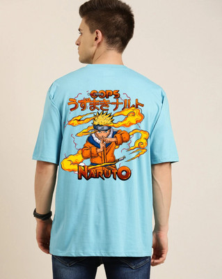 Clickwell Trend Printed, Typography Men Round Neck Blue T-Shirt