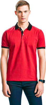 Jolchobi Solid Men Polo Neck Red T-Shirt