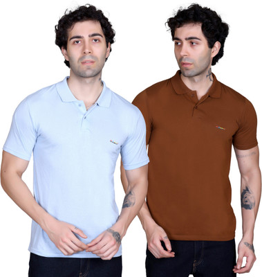 DZANT Solid Men Polo Neck Multicolor T-Shirt