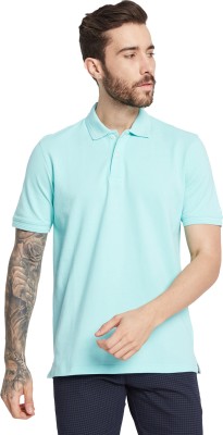 Octave Solid Men Polo Neck Green T-Shirt