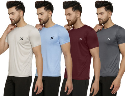 Cruister Solid Men Round Neck Multicolor T-Shirt