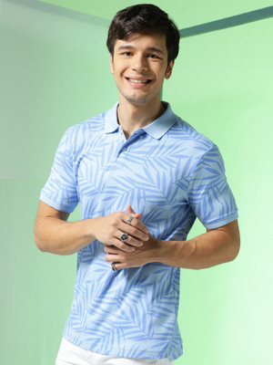 Markle Moro Printed Men Polo Neck Blue T-Shirt