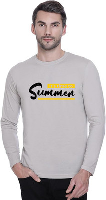 LV CARE Printed Men Round Neck Grey T-Shirt