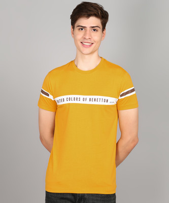 United Colors of Benetton Printed Men Round Neck Yellow T-Shirt