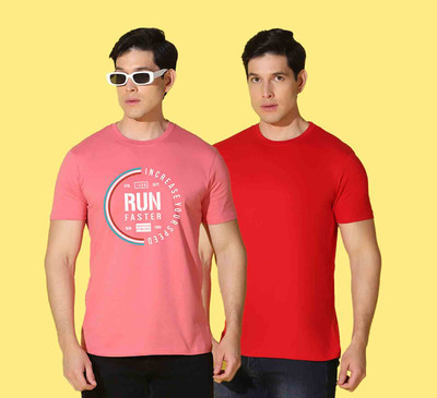 WOOSTRO Printed, Solid Men Polo Neck Multicolor T-Shirt