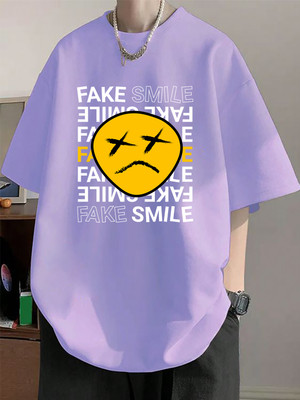 Cool Plus Printed, Typography Men Round Neck Purple T-Shirt