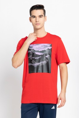 ADIDAS Graphic Print Men Crew Neck Red T-Shirt