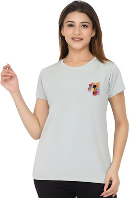SZN Graphic Print Women Round Neck Grey T-Shirt