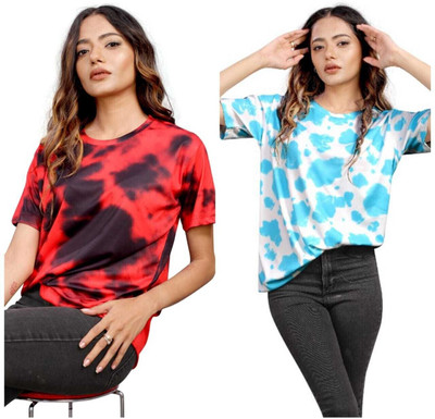 Apachee Printed Women Round Neck Multicolor T-Shirt