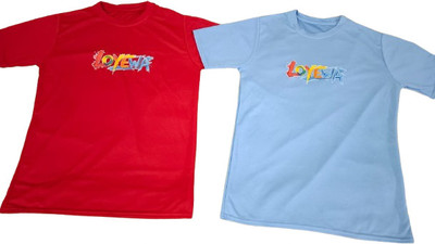 Loyewa Printed Men Round Neck Red, Light Blue T-Shirt