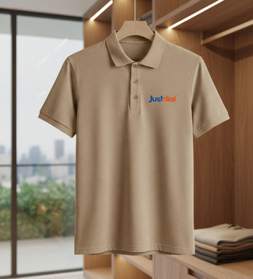 GoobyDooby Solid Men Polo Neck Brown T-Shirt