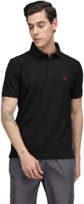 SPORTO Solid Men Polo Neck Black T-Shirt