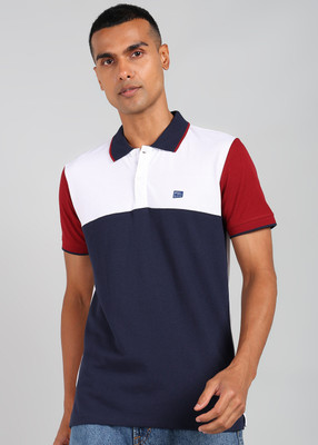 KILLER Solid Men Polo Neck Dark Blue T-Shirt