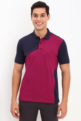 Allen Solly Colorblock Men Polo Neck Pink T-Shirt