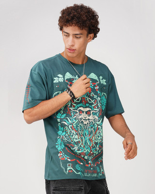 ULTRA TRIBE Printed Men Round Neck Green T-Shirt