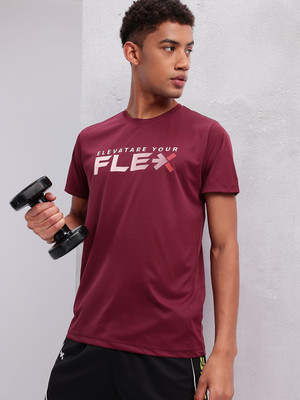 HRX by Hrithik Roshan Printed Men Round Neck Maroon T-Shirt