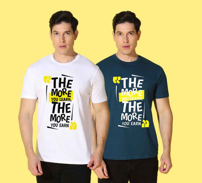 WOOSTRO Printed Men Round Neck Multicolor T-Shirt