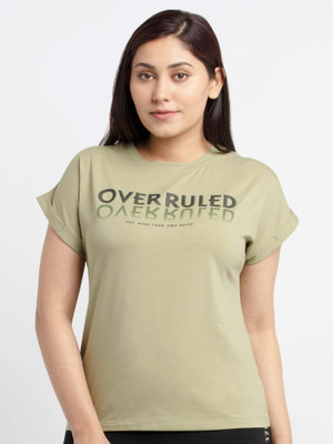 Status Quo Printed Women Round Neck Green T-Shirt