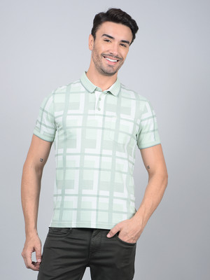 CRIMSOUNE CLUB Checkered Men Polo Neck Green T-Shirt