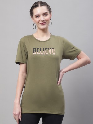 VIMAL JONNEY Typography Women Round Neck Green T-Shirt