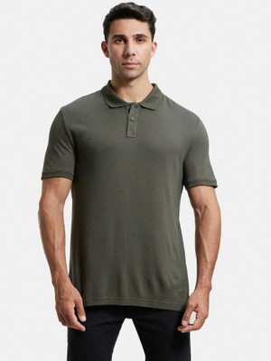JOCKEY Printed Men Polo Neck Green T-Shirt