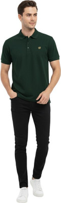 unhynged Solid Men Polo Neck Light Green T-Shirt