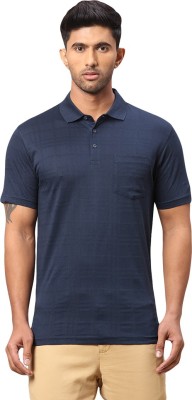 PARK AVENUE Solid Men Polo Neck Dark Blue T-Shirt