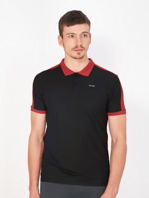 TECHNOSPORT Colorblock Men Polo Neck Red, Black T-Shirt