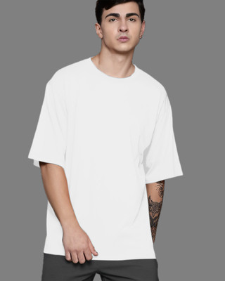 FastColors Solid Men Round Neck White T-Shirt