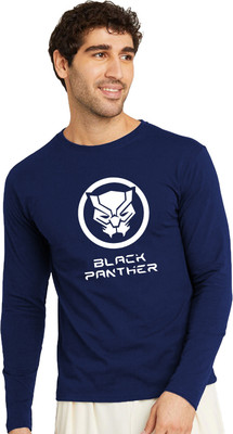 OrrganicChics Printed, Typography Men Round Neck Navy Blue T-Shirt