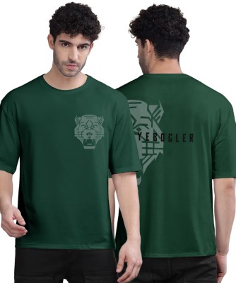 EyeBogler Graphic Print Men Round Neck Dark Green T-Shirt