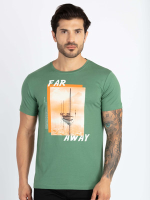 Status Quo Printed, Typography Men Round Neck Green T-Shirt
